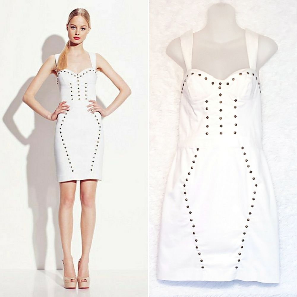 Betsey Johnson White Brass Studded Dress